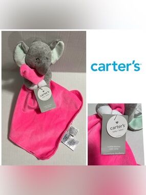 🆕CARTER’S - NWT - INFANT ELEPHANT PLUSH SNUGGLE LOVEY BLANKET